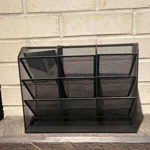 Sleek Black Mesh Office Organizer